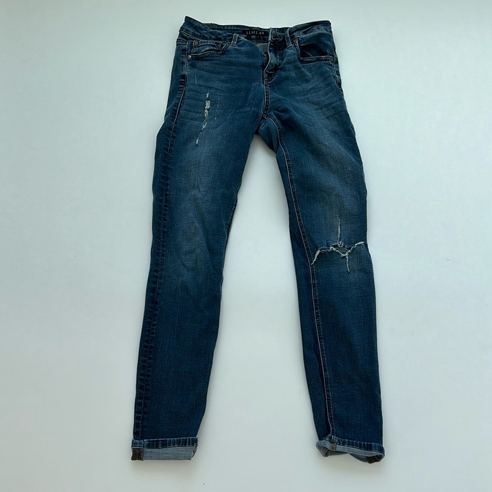 Lightly worn, Size 27, medium-blue jeans